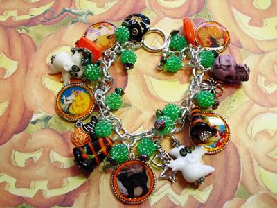 altered art halloween charm bracelet