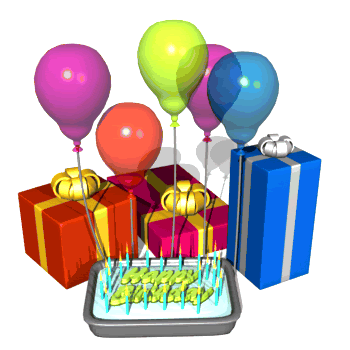 happy birthday balloons and cake. irthday balloons and cake.