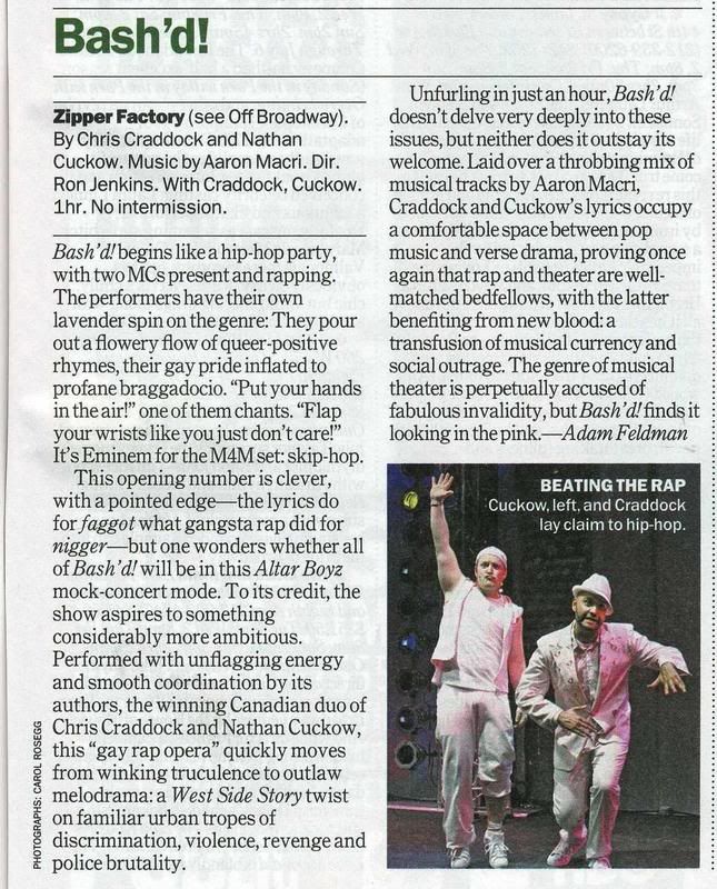 re: BASH'd: A GAY RAP OPERA Reviews