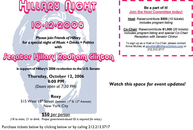 Hillary Night at The Roxy??