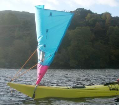 The rig itself straps onto the bow of the kayak, with bungee onto the 