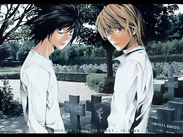 death note wallpaper. Light and L Wallpaper