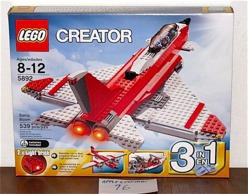 new lego 5892 creator sonic boom fighter jet 3in1