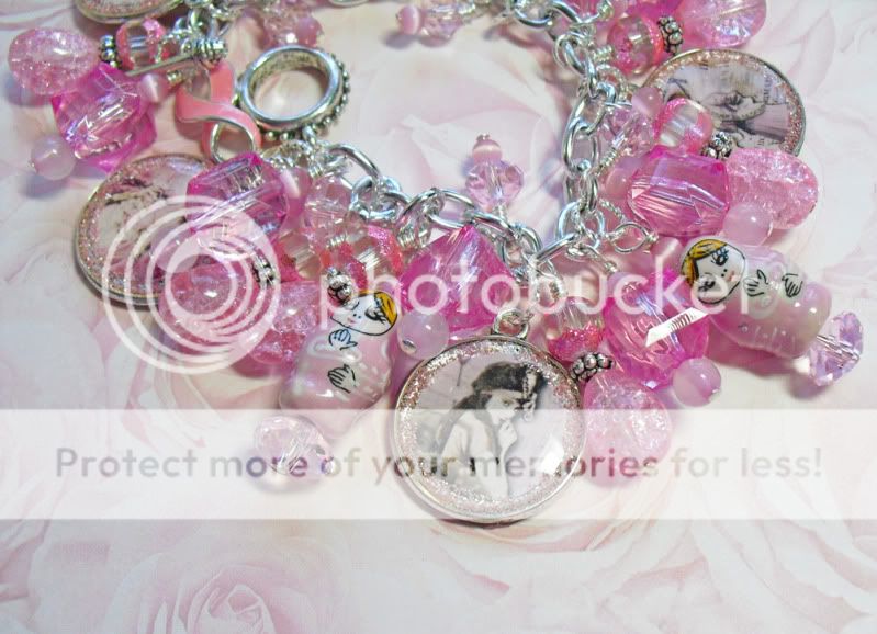 Think Pink Matroyshka Altered Art Charm Bracelet  