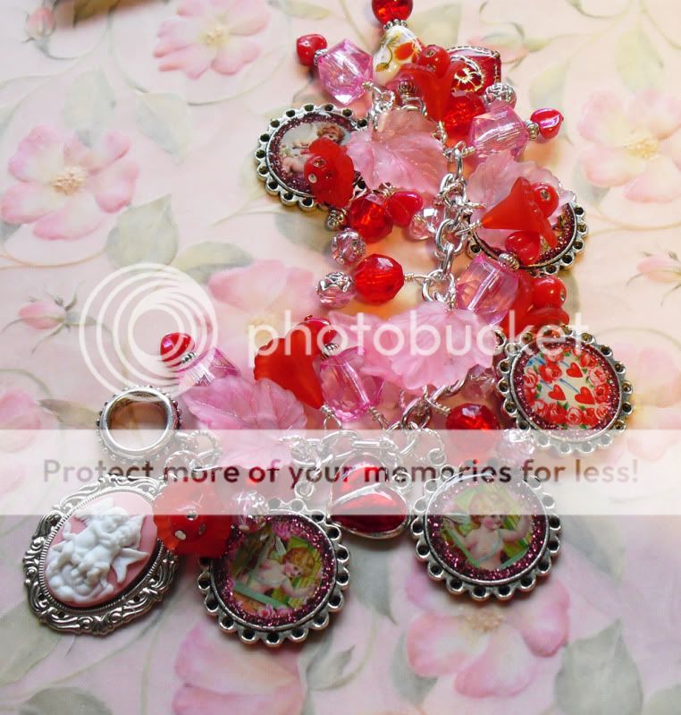 Sweetheart Cherub Garden Valentine Altered Art Bracelet  