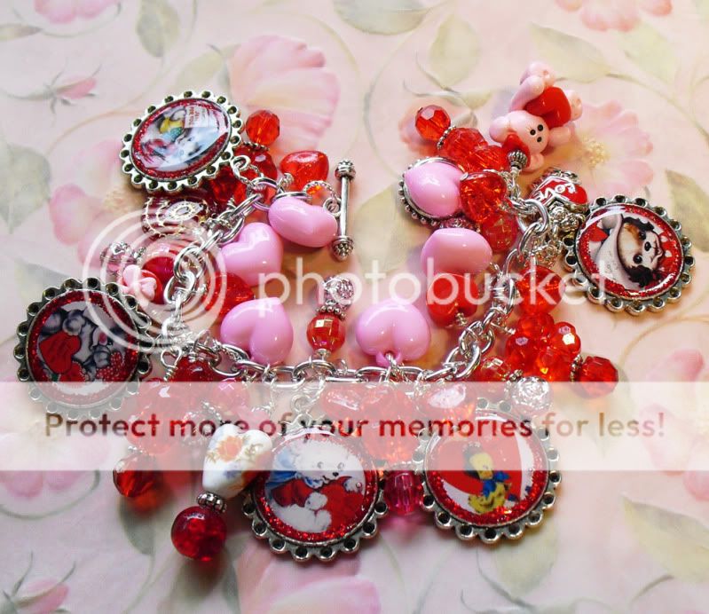 Vintage Valentine Baby Animal Images Charm Bracelet  