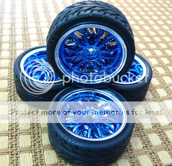 PCS Tires + Wheel Rim Rubber Sponge Liner Tires 1/10 RC On Road Car